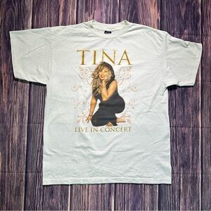 Tina Turner Live In Concert‎ Oversized Cotton T-Shirt Ivory Graphic XL